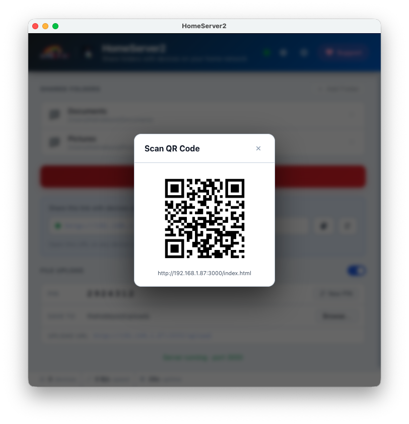 Start server and scan QR code